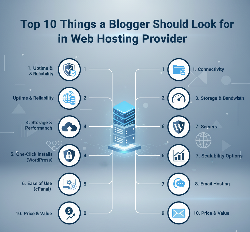 Top 10 Things a Blogger Should Look for in a Web Hosting Provider