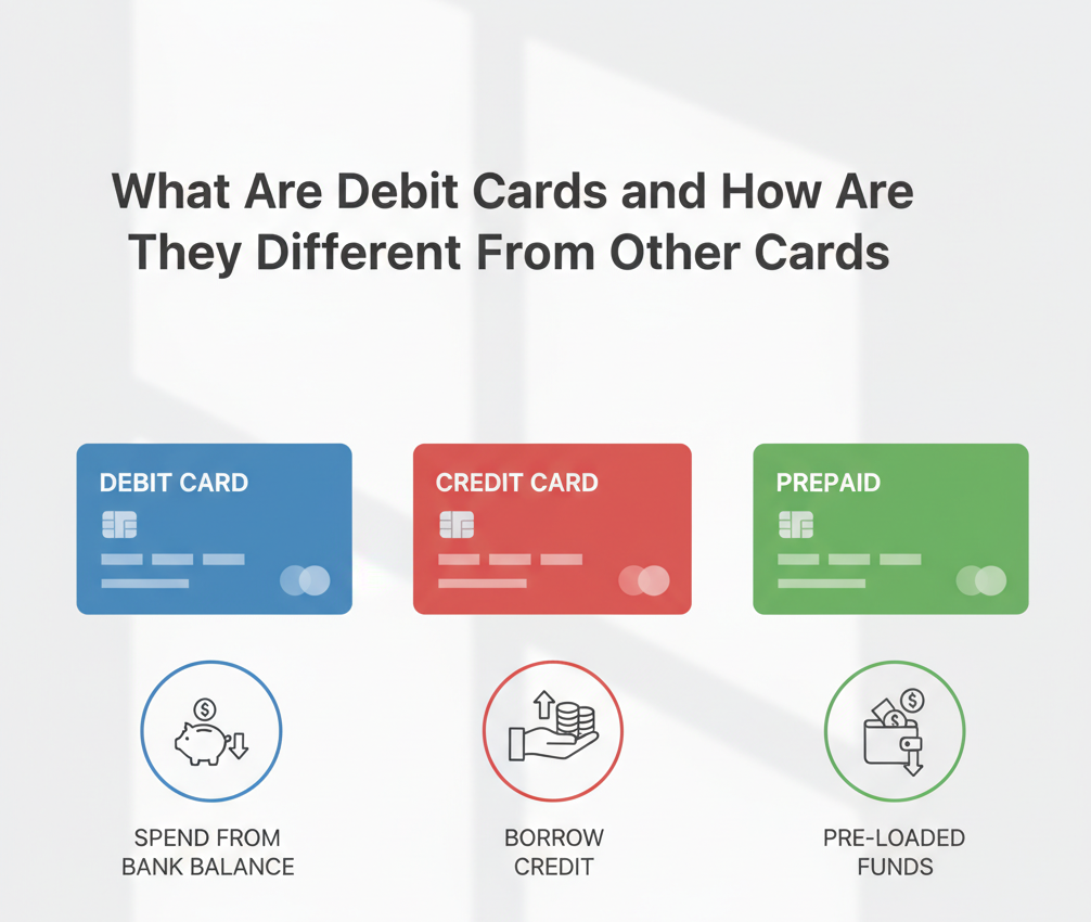 What are debit cards, and how are they different from other cards